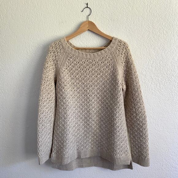 Banana Republic Star-Stitch Knit Crew Pullover Sweater‎ Merino Wool Alpaca Blend - Picture 3 of 12